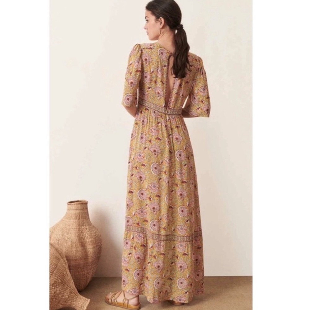 ba&sh NWT Valley Floral Maxi Dress in Yellow and Pink Boho Cottagecore - Picture 2 of 14